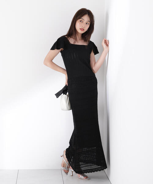 PROPORTION BODY DRESSING(プロポーションボディドレッシング)の「透かし編SET UP / 1215240612(ワンピース・レディース・ブラック/ホワイト/ボルドー・SMALL/MEDIUM/P/S)」の7枚目の写真