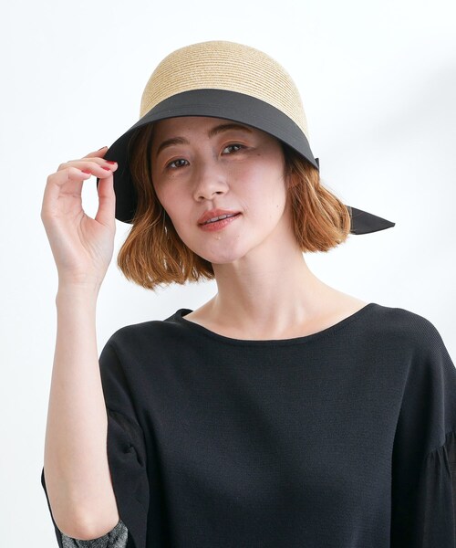 grove(グローブ)の「ウォッシャブルブレード切替ワイドブリムリボンキャップ(キャップ・レディース・ブラウン系/ブラック・00)」の8枚目の写真