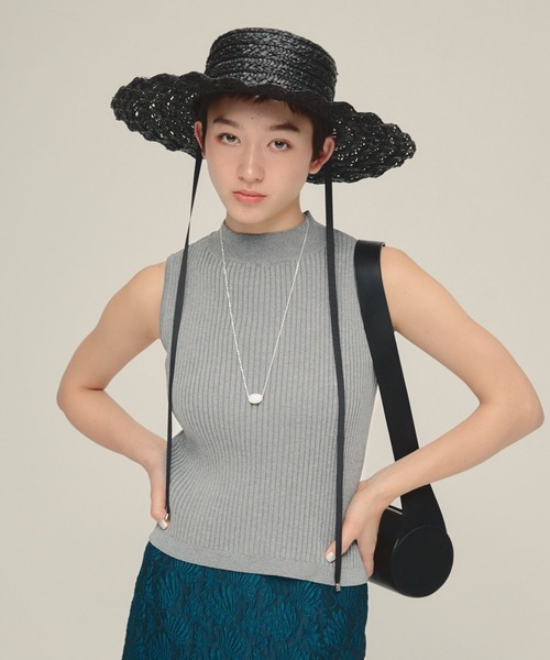 eL（エル）の「【eL】12G Rib High Neck NS/570732（ニット/セーター・レディース・グレー/ブルー/ブラック・FREE）」の2枚目の写真