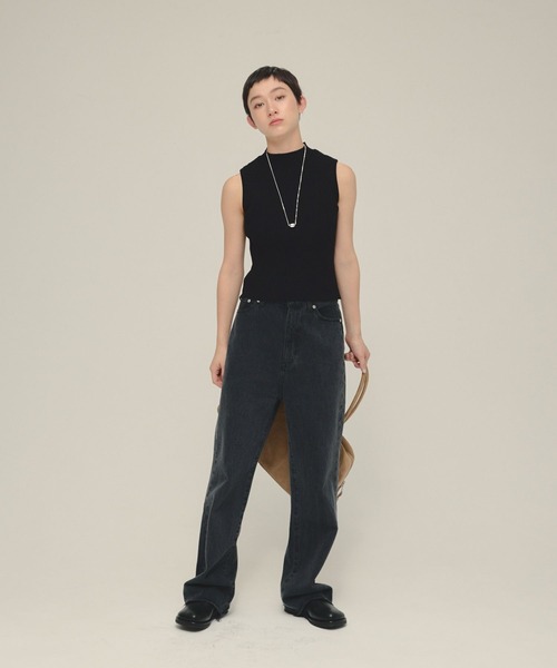 eL（エル）の「【eL】12G Rib High Neck NS/570732（ニット/セーター・レディース・グレー/ブルー/ブラック・FREE）」の6枚目の写真