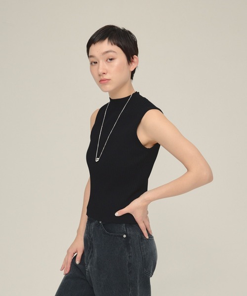 eL（エル）の「【eL】12G Rib High Neck NS/570732（ニット/セーター・レディース・グレー/ブルー/ブラック・FREE）」の7枚目の写真