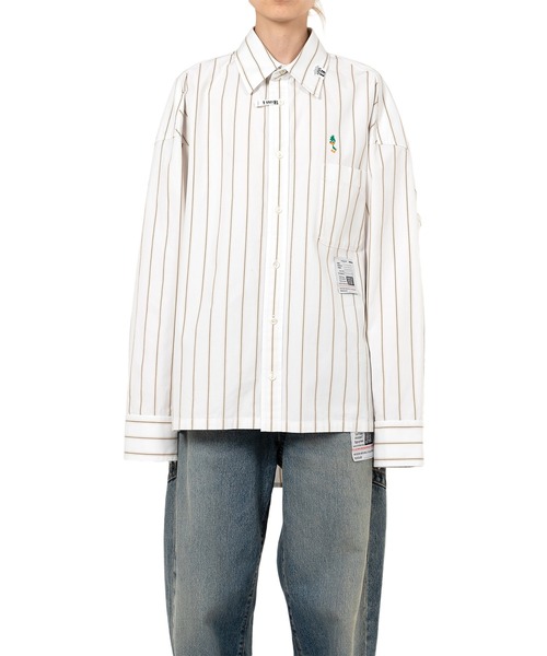 ミハラヤスヒロ LEON Embroidery Stripe Shirt 38 Maison MIHARA YASUHIRO ONLINE STORE（ミハラヤスヒロオンライン
