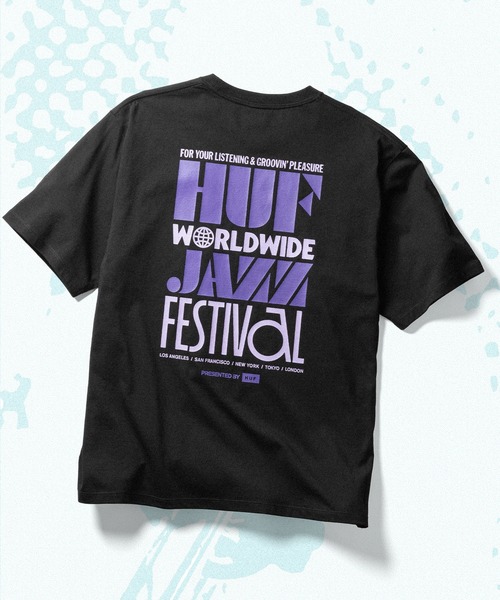 HUF（ハフ）の「WORLD JAZZ FESTIVAL TEE（Tシャツ/カットソー・メンズ・ホワイト/ブラック・S/M/L/XL/XXL）」の2枚目の写真