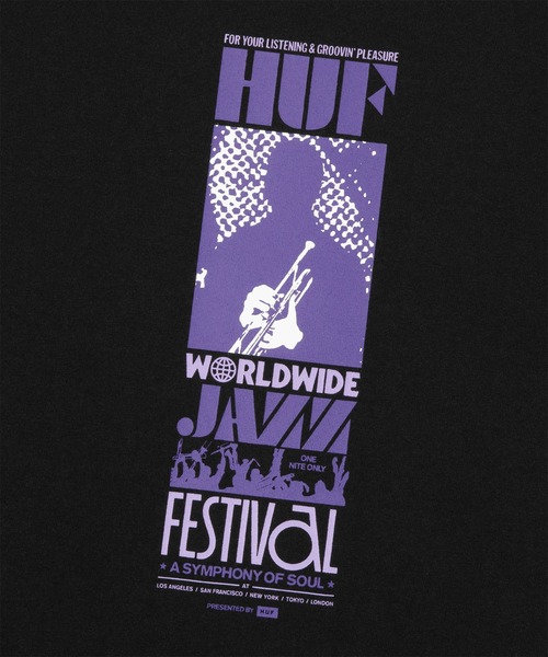 HUF（ハフ）の「WORLD JAZZ FESTIVAL TEE（Tシャツ/カットソー・メンズ・ホワイト/ブラック・S/M/L/XL/XXL）」の20枚目の写真