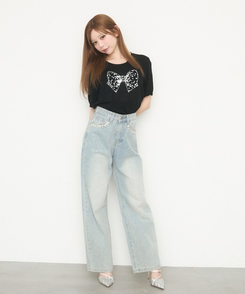 YILON MADE Petit ribbon knit 半袖　ブルー 商品一覧｜LOUNIE（ルーニィ）公式サイト／公式オンラインストア