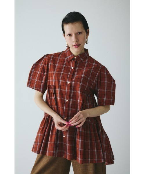 HeRIN.CYE(ヘリンドットサイ)の「Side gather Aline blouse サイドギャザーAラインブラウス(シャツ/ブラウス・レディース・ブラウン系その他/ブラック系その他/ベージュ系その他・FREE)」の1枚目の写真
