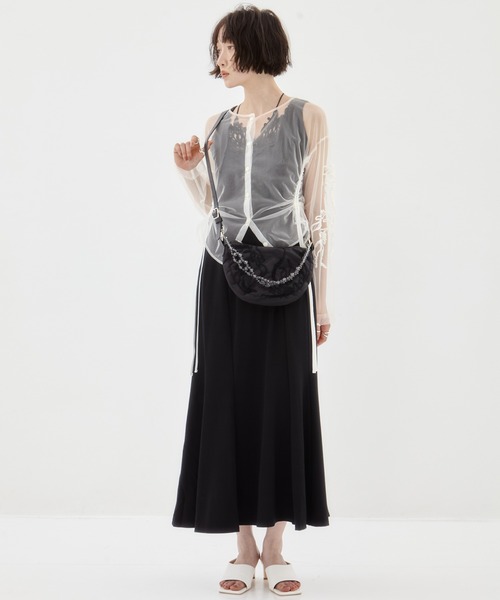 MURRAL(ミューラル)の「【MURRAL/ミューラル】Sea pea embroidered bag/シーピーエンブロイダリーバッグ/ショルダーバッグ(ハンドバッグ・レディース・ブラック/ライトグレー・FREE)」の4枚目の写真