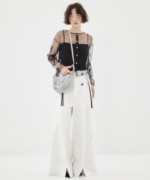 MURRAL(ミューラル)の「【MURRAL/ミューラル】Sea pea embroidered bag/シーピーエンブロイダリーバッグ/ショルダーバッグ(ハンドバッグ・レディース・ブラック/ライトグレー・FREE)」の7枚目の写真