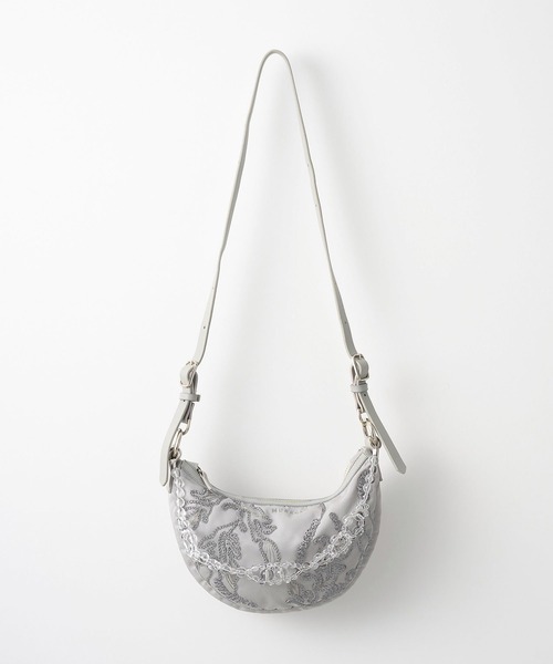 MURRAL(ミューラル)の「【MURRAL/ミューラル】Sea pea embroidered bag/シーピーエンブロイダリーバッグ/ショルダーバッグ(ハンドバッグ・レディース・ブラック/ライトグレー・FREE)」の5枚目の写真
