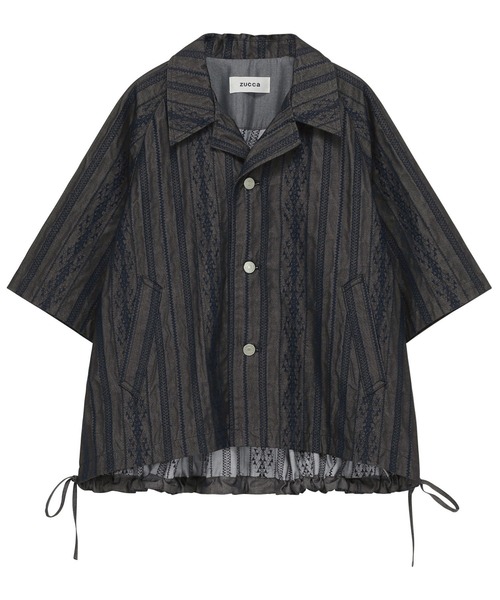 ZUCCa（ズッカ）の「デニムチュールエンブロイダリー / シャツ / S（シャツ/ブラウス・レディース・ネイビー/ブラック・M size）」の10枚目の写真