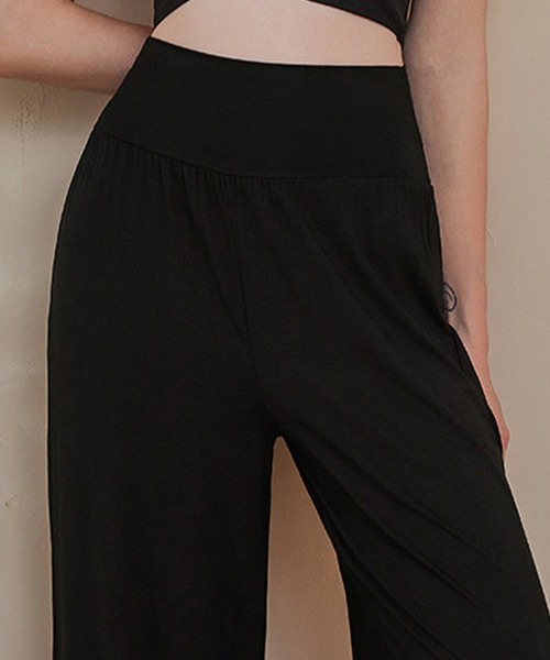 セール】レディース 脚をキレイ魅せ。ハイウエストヨガワイドパンツ