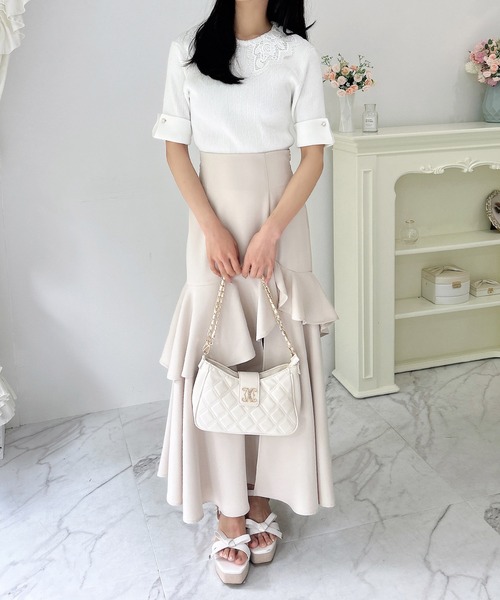 １回のみ着用ロイヤルクリーニング済　HERMES ホワイト サマーニット セール】レース襟ニット（ニット/セーター）｜INGNI（イング）の