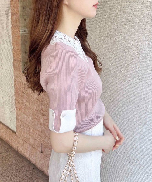 INGNI（イング）の「レース襟ニット（ニット/セーター・レディース・ピンク系9/ブラック×ホワイト/ホワイト×ホワイト・M）」の16枚目の写真