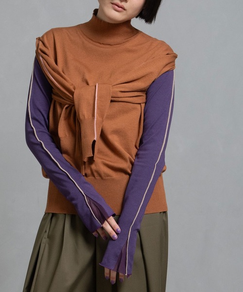 MARECHAL TERRE（マルシャルテル）の「2wayニット（ニット/セーター・レディース・ブラック/ネイビー/チャコールグレー/レッド/キャメル・MEDIUM）」の4枚目の写真