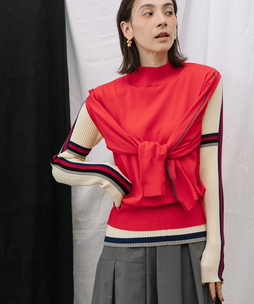 MARECHAL TERRE（マルシャルテル）の「2wayニット（ニット/セーター・レディース・ブラック/ネイビー/チャコールグレー/レッド/キャメル・MEDIUM）」の5枚目の写真