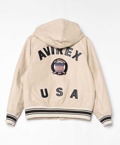 新品タグ付き　AVIREX アヴィレックス　レディーススタジャン　ブルゾン　羊皮 SIGNATURE HOODED LEATHER / シグネチャーフードレザー