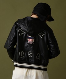 AVIREX(ABbNX)SIGNATURE HOODED LEATHER / VOl`[t[hU[WPbg(X^W)
