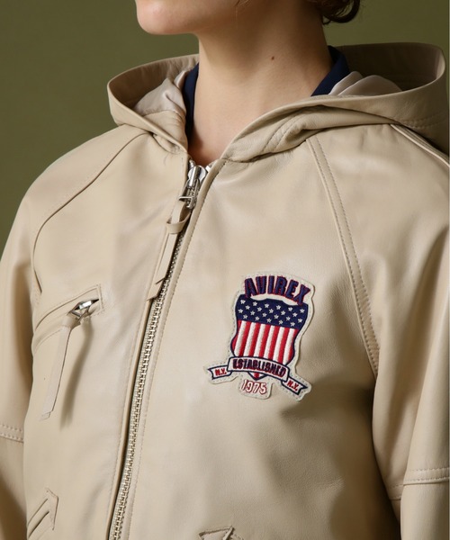 AVIREX スタジャン ジャケット 春アウター SIGNATURE HOODED LEATHER / シグネチャーフードレザー