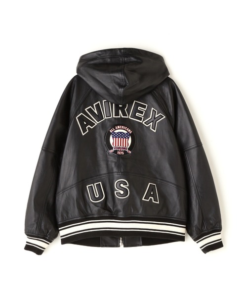 AVIREX レザー スタジャン USA NEWARK SIGNATURE HOODED LEATHER / シグネチャーフードレザー