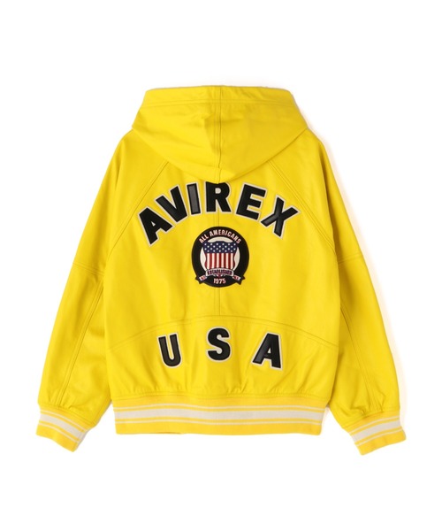 新品タグ付き　AVIREX アヴィレックス　レディーススタジャン　ブルゾン　羊皮 SIGNATURE HOODED LEATHER / シグネチャーフードレザー