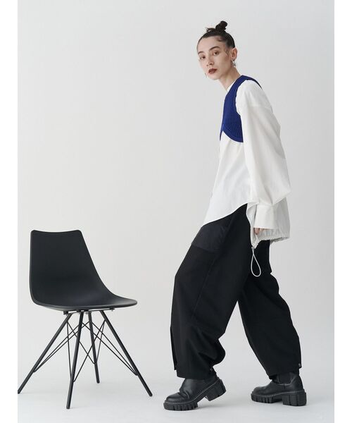 un3d ショート ベスト ブラック UN3D. ベスト ジレ UN3D./アンスリード/WAFFLE SHORT KNIT VEST