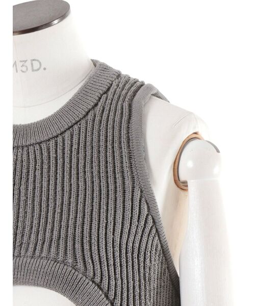 UN3D. カーブラインリブショートベスト アンスリード グレー UN3D.（アンスリード） ベスト ジレ CURVE LINE RIB SHORT VEST