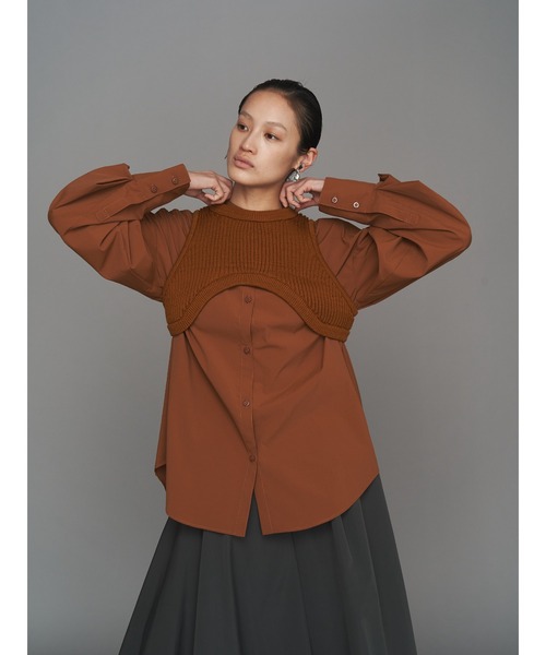 UN3D.（アンスリード）の「CURVE LINE RIB SHORT VEST / カーブラインリブショートベスト（ベスト・レディース・キャメル/ブルー/グレー/ブラック・FREE）」の18枚目の写真