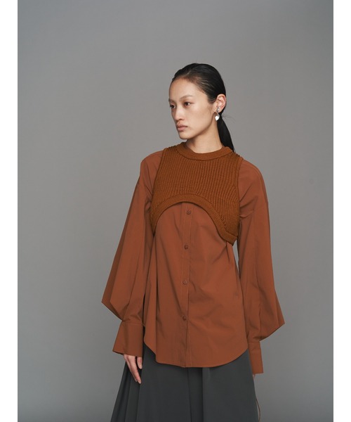 UN3D.（アンスリード）の「CURVE LINE RIB SHORT VEST / カーブラインリブショートベスト（ベスト・レディース・キャメル/ブルー/グレー/ブラック・FREE）」の19枚目の写真