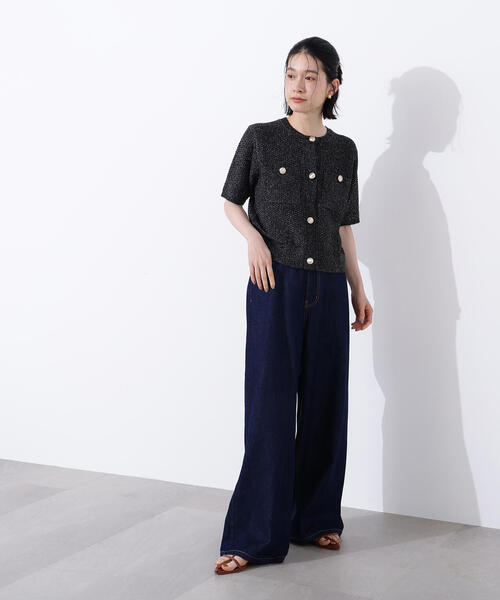 N.（N. Natural Beauty Basic）（エヌエヌナチュラルビューティーベーシック）の「ゴールドボタンニットカーディガン（カーディガン/ボレロ・レディース・オレンジ/ブラック系その他/オフホワイト・MEDIUM）」の9枚目の写真