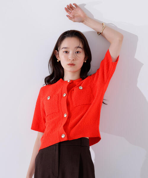 N.（N. Natural Beauty Basic）（エヌエヌナチュラルビューティーベーシック）の「ゴールドボタンニットカーディガン（カーディガン/ボレロ・レディース・オレンジ/ブラック系その他/オフホワイト・MEDIUM）」の17枚目の写真