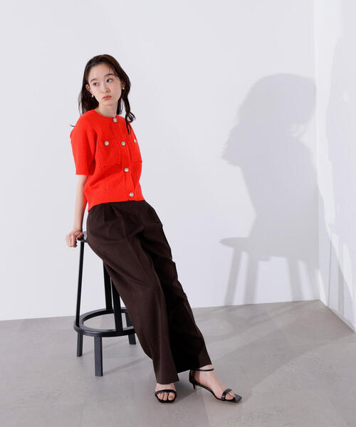 N.（N. Natural Beauty Basic）（エヌエヌナチュラルビューティーベーシック）の「ゴールドボタンニットカーディガン（カーディガン/ボレロ・レディース・オレンジ/ブラック系その他/オフホワイト・MEDIUM）」の21枚目の写真