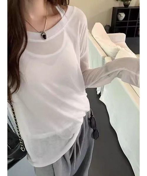 SALTMINT(ソルトミント)の「《2点SET》こなれ感漂うベスト×タンクトップ|韓国風レイヤードトップス(Tシャツ/カットソー・レディース・ホワイト/オートミール/ブラック・ONE SIZE)」の7枚目の写真
