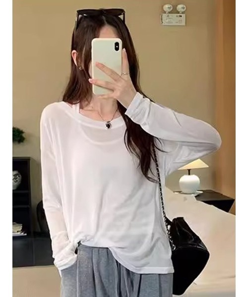 SALTMINT(ソルトミント)の「《2点SET》こなれ感漂うベスト×タンクトップ|韓国風レイヤードトップス(Tシャツ/カットソー・レディース・ホワイト/オートミール/ブラック・ONE SIZE)」の6枚目の写真