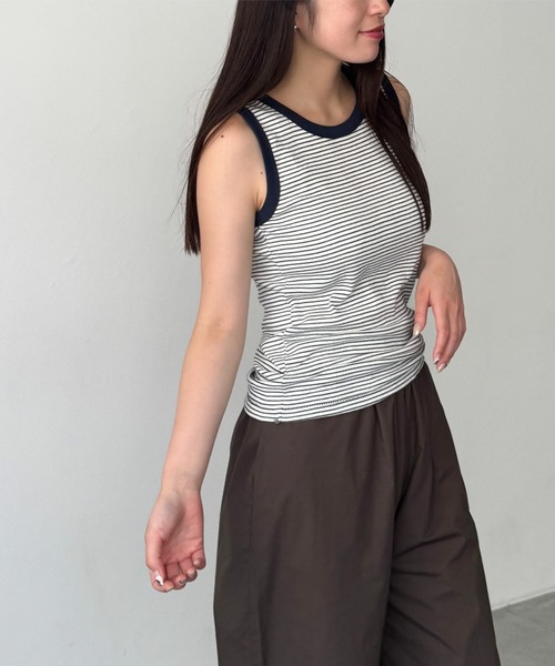 CANAL JEAN（キャナルジーン）の「Miller　パネルリブラウンドタンクトップ（タンクトップ・レディース・グリーン系その他/ヘザーグレー/ネイビー系/ブラック・ONE SIZE）」の4枚目の写真