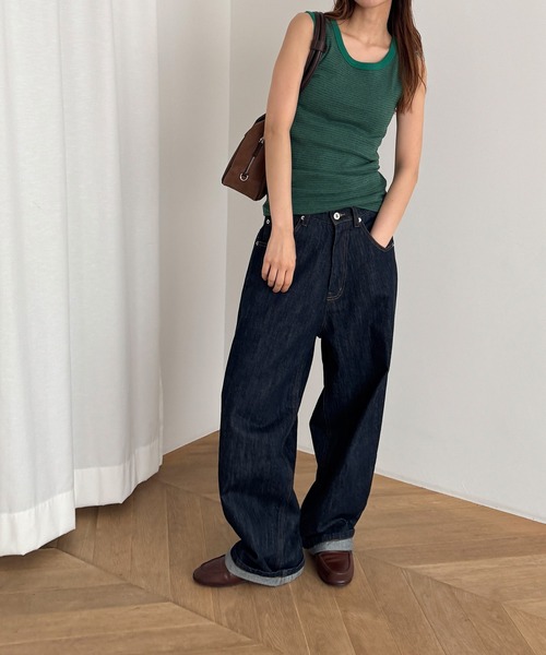 CANAL JEAN（キャナルジーン）の「Miller　パネルリブラウンドタンクトップ（タンクトップ・レディース・グリーン系その他/ヘザーグレー/ネイビー系/ブラック・ONE SIZE）」の7枚目の写真