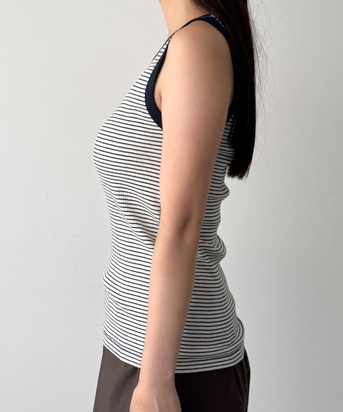 CANAL JEAN（キャナルジーン）の「Miller　パネルリブラウンドタンクトップ（タンクトップ・レディース・グリーン系その他/ヘザーグレー/ネイビー系/ブラック・ONE SIZE）」の15枚目の写真