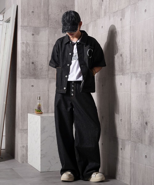 #MEMORY(メモリー)の「【MEMORY】ボタンフライ バレルレッグ ジーンズ / Button fly barrel leg jeans(デニムパンツ・メンズ・ブラック/ネイビー・S/M/L)」の14枚目の写真
