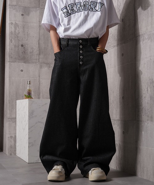 #MEMORY(メモリー)の「【MEMORY】ボタンフライ バレルレッグ ジーンズ / Button fly barrel leg jeans(デニムパンツ・メンズ・ブラック/ネイビー・S/M/L)」の8枚目の写真