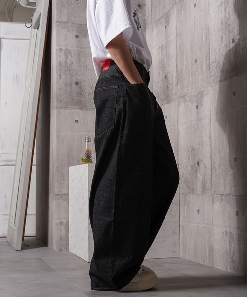 #MEMORY(メモリー)の「【MEMORY】ボタンフライ バレルレッグ ジーンズ / Button fly barrel leg jeans(デニムパンツ・メンズ・ブラック/ネイビー・S/M/L)」の10枚目の写真