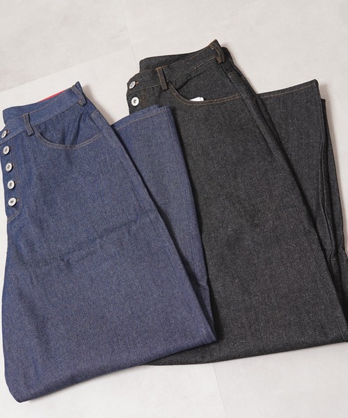 #MEMORY(メモリー)の「【MEMORY】ボタンフライ バレルレッグ ジーンズ / Button fly barrel leg jeans(デニムパンツ・メンズ・ブラック/ネイビー・S/M/L)」の3枚目の写真