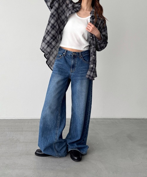 CANAL JEAN（キャナルジーン）の「El mar　コットンシアーチェックシャツ（シャツ/ブラウス・レディース・ネイビー/サックスブルー・ONE SIZE）」の6枚目の写真