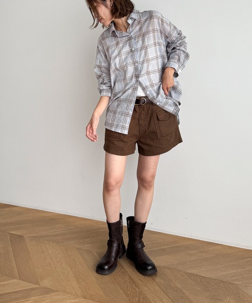 CANAL JEAN（キャナルジーン）の「El mar　コットンシアーチェックシャツ（シャツ/ブラウス・レディース・ネイビー/サックスブルー・ONE SIZE）」の9枚目の写真