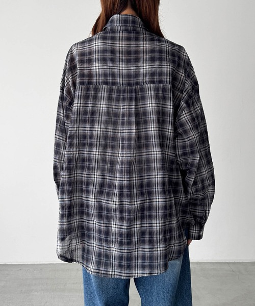 CANAL JEAN（キャナルジーン）の「El mar　コットンシアーチェックシャツ（シャツ/ブラウス・レディース・ネイビー/サックスブルー・ONE SIZE）」の12枚目の写真