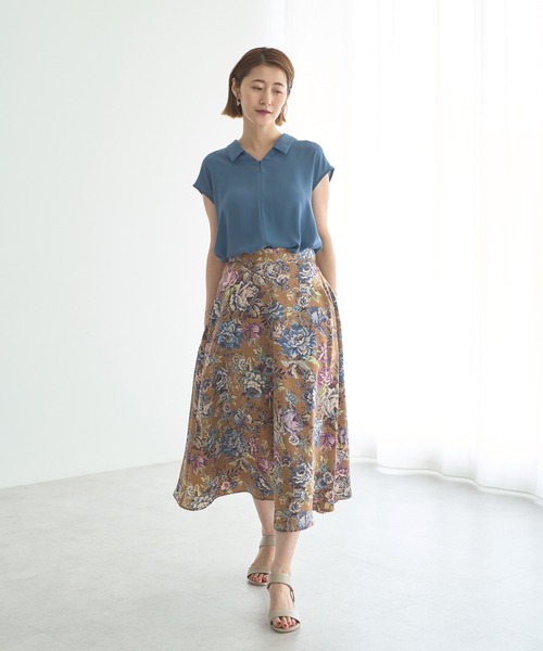 YECCA VECCA（イェッカヴェッカ）の「ゴブラン柄フレアスカート（スカート・レディース・キャメル/ベージュ・M/S）」の9枚目の写真