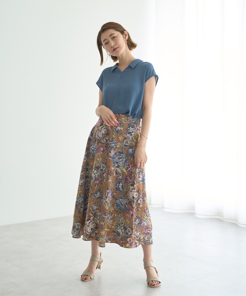 YECCA VECCA（イェッカヴェッカ）の「ゴブラン柄フレアスカート（スカート・レディース・キャメル/ベージュ・M/S）」の10枚目の写真