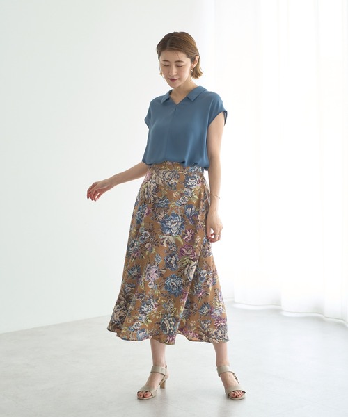 YECCA VECCA（イェッカヴェッカ）の「ゴブラン柄フレアスカート（スカート・レディース・キャメル/ベージュ・M/S）」の12枚目の写真