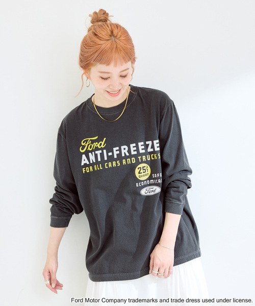 GOOD ROCK SPEED（グッドロックスピード）の「GOOD ROCK SPEED/グッドロックスピード FORD ロンT（Tシャツ/カットソー・レディース・チャコールグレー/ベージュ/ホワイト・FREE）」の3枚目の写真