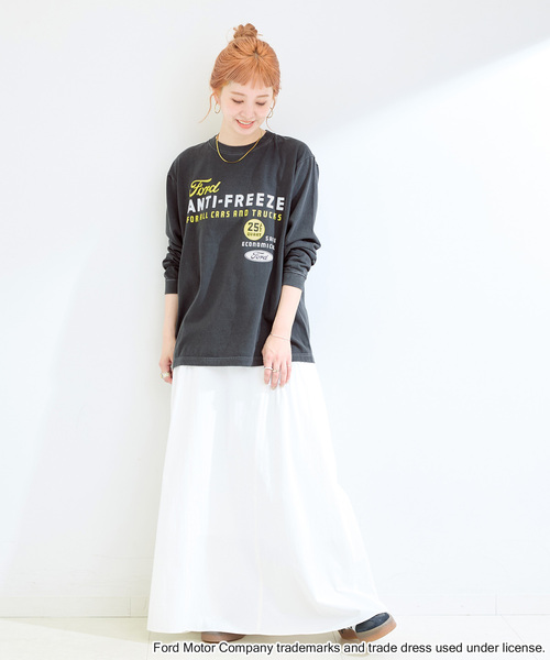 GOOD ROCK SPEED（グッドロックスピード）の「GOOD ROCK SPEED/グッドロックスピード FORD ロンT（Tシャツ/カットソー・レディース・チャコールグレー/ベージュ/ホワイト・FREE）」の4枚目の写真