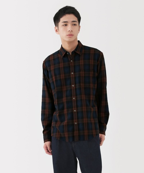 無印良品（ムジルシリョウヒン）の「紳士　両面起毛フランネル長袖シャツ（シャツ/ブラウス・メンズ・ブラウン系/ネイビー系/オフホワイト/ベージュ系/ブラウン/ブルー系/ネイビー・XL/L/M/S）」の4枚目の写真