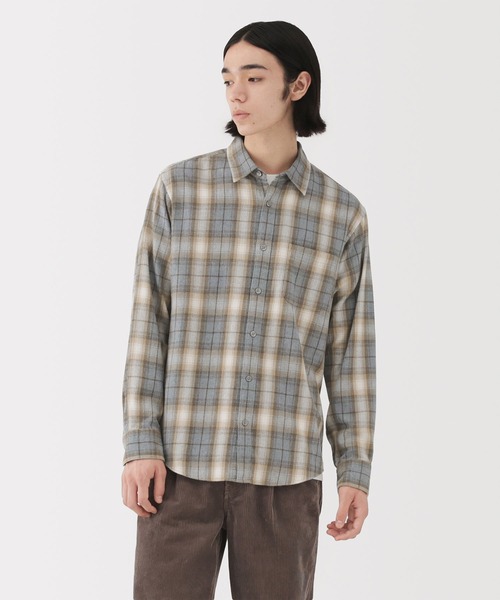 無印良品（ムジルシリョウヒン）の「紳士　両面起毛フランネル長袖シャツ（シャツ/ブラウス・メンズ・ブラウン系/ネイビー系/オフホワイト/ベージュ系/ブラウン/ブルー系/ネイビー・XL/L/M/S）」の5枚目の写真